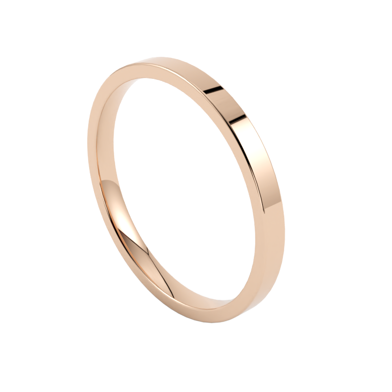 Wąska płaska obrączka ślubna z różowego złota